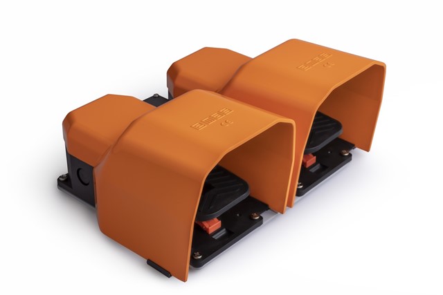 PDK Series Metal Protection (1NO+1NC)+(1NO+1NC) with Hole for Metal Bar Stay Put Double Orange Plastic Foot Switch